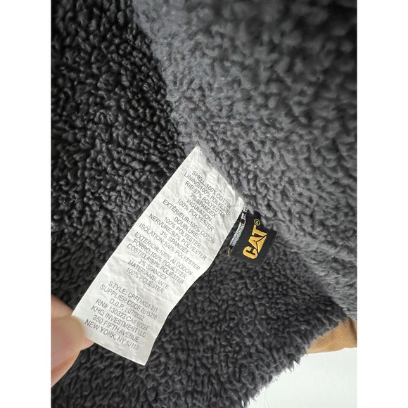 CAT Caterpillar Workwear Duck Canvas Sherpa Lined Hooded Jacket MENS S Brown - Picture 10 of 14